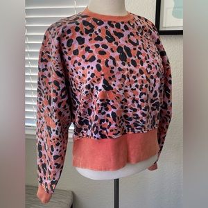 JoyLab Relaxed Fit Pink & Orange Leopard Sweatshirt